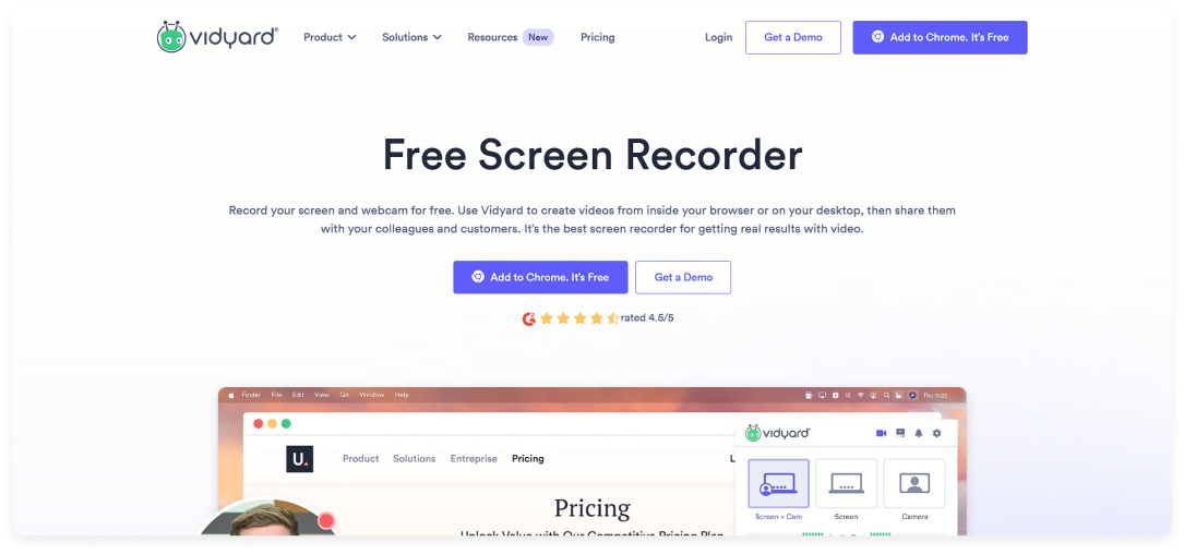 Vidyard Free Online Screen Recorder